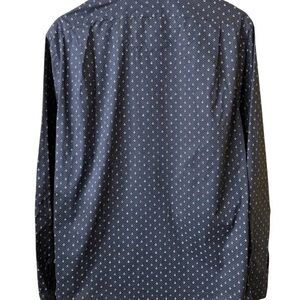 VTG Ralph Lauren Sz L Slim Fit Nautical Anchors Print Button Up Shirt Navy